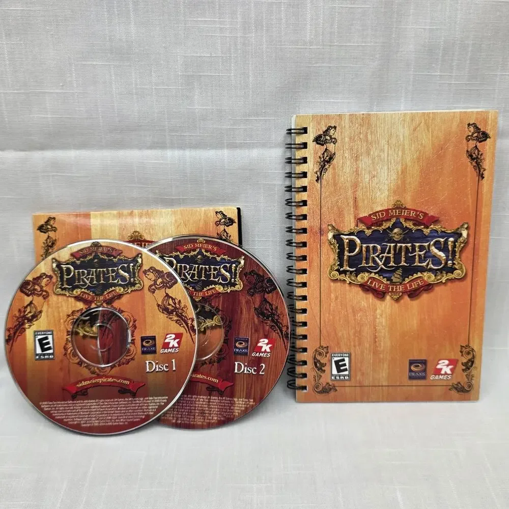 Sid Meier's Pirates! PC Big Box Complete 2 Disc Manual Map Pirate Poppers Bonus